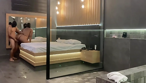 Amateur ebony teen with big boobs and ass is fucking