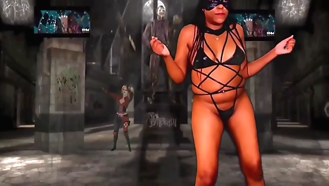 Ebony girl with a nice round booty is horny at the party