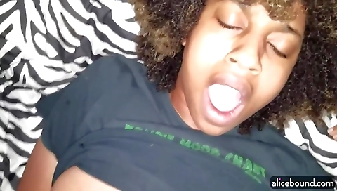 Ebony girl with a tattooed pussy and a hairy pussy